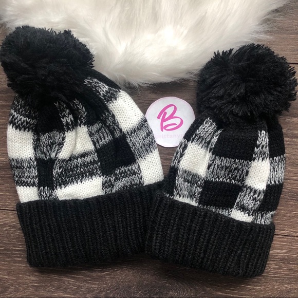 Other - Boutique Mommy and Me Plaid Winter Hat Set